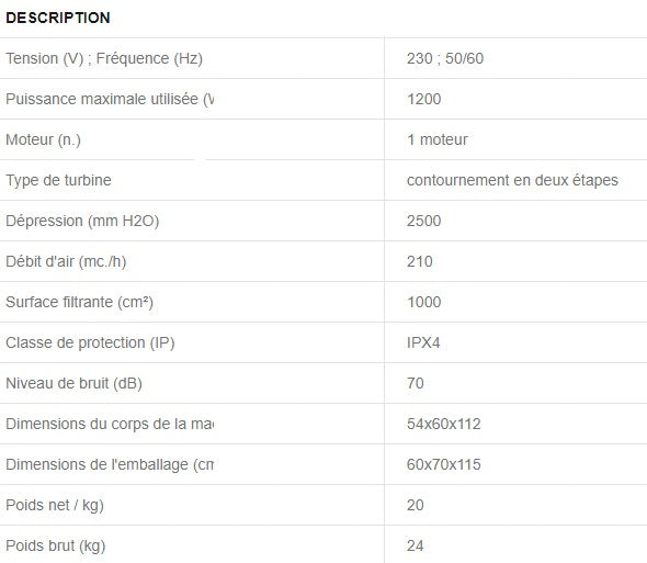 Aspirateur CYCLONE DRY - ECH270