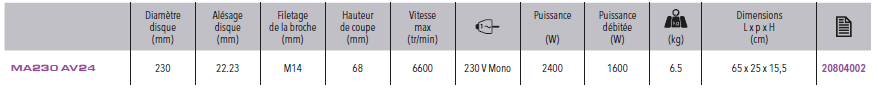 MEULEUSE ANGULAIRE MA230 AV24 - 20804002