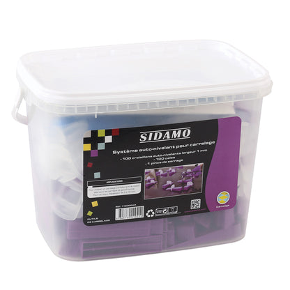 KIT EN SEAU: PINCE+100CALES +100 CROISILLONS AUTO-NIVELANTS-2mm - 11200037