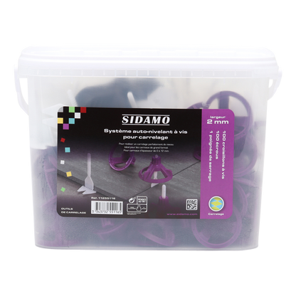 KIT EN SEAU: POIGNEE +100 ECROUS + 100 CROISILLONS AUTO A VIS-2mm - 11255116