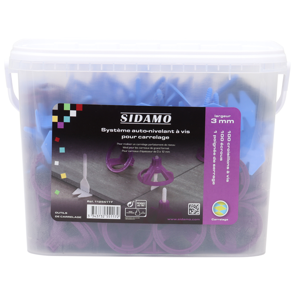 KIT EN SEAU: POIGNEE +100 ECROUS + 100 CROISILLONS AUTO A VIS-3mm - 11255117